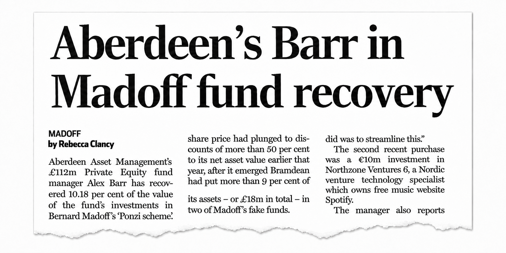 2011 — Aberdeen's Barr in Madoff fund recovery