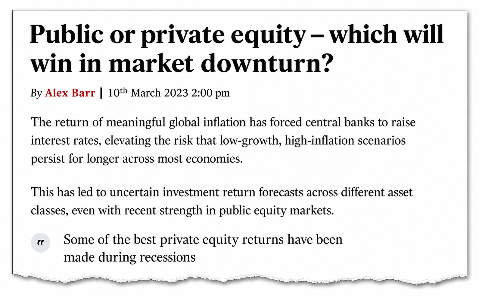 2023 — Public or private equity: which will win in market downturn?
